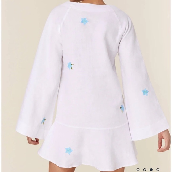 Andie x Fanm Mon The Serik Mini Dress Linen Embroidered Floral White Medium - Picture 4 of 13